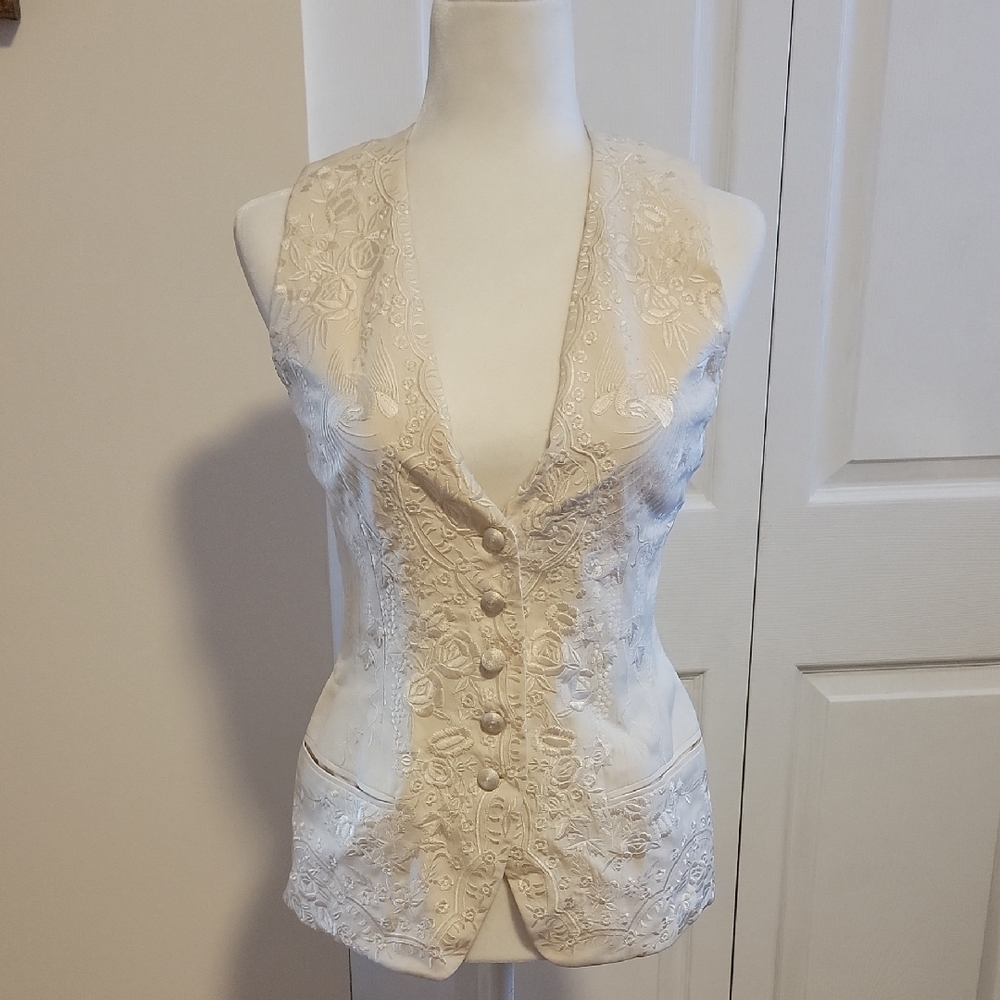 COPY - Donna Karan Ivory Floral Vest